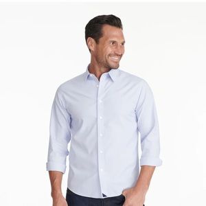 Untuckit Men’s Blue/White striped button down shirt - Large